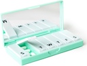 PORT X POLISH Designer Weekly Pill Box Organizer (Single 1X Daily, Mint) | Compact, Stylish 7-Day Vitamin Supplement Case | Cute Portable Mini Travel Medicine Carrier | BPA-Free Pillbox Caddy