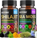 Shilajit, Ashwagandha Capsules & Sea Moss Capsules Black Seed Oil Capsules Ashwagandha, Turmeric - Shilajit for Woman Men Immune Support Rhodiola Rosea, Shilajit 60 Capsules & Sea Moss 60 Capsules Set
