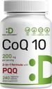DEAL SUPPLEMENT CoQ10 200mg with PQQ 200mcg, 240 Veggie Capsules | Bioavailable Coenzyme Q10 Complex | Supports Heart, Energy & Brain Health | Antioxidant Support | Non-GMO