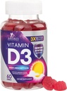 Vitamin D3 Supplement 5000 IU - High Potency D 3 Vitamin Gummy (125 mcg) - Supports Bone, Teeth, Muscle & Immune Health - Nature's Non-GMO & Gluten Free for Women & Men - Berry Flavor - 60 Gummies