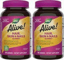 Nature's Way Alive! Hair, Skin & Nails Gummies, Advanced Beauty Formula*, with Biotin and Collagen, Strawberry Flavored, 60 Gummies (Packaging May Vary) (Pack of 2)