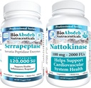 Bio Absorb Serrapeptase Enzyme 60 Caps - Nattokinase Supplement 60 Caps Bundle