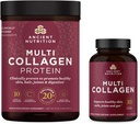 Ancient Nutrition Multi Collagen Capsules, 90 Count + Multi Collagen Protein Powder, Unflavored, 45 Servings