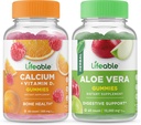 Lifeable Calcium with Vitamin D + Aloe Vera, Gummies Bundle - Great Tasting, Vitamin Supplement, Gluten Free, GMO Free, Chewable