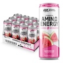 Optimum Nutrition Amino Energy Sparkling Hydration Drink, Electrolytes, Caffeine, Amino Acids, BCAAs, Sugar Free, Watermelon, 12 Fl Oz, 12 Pack (Packaging May Vary)