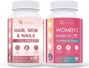 Probiotics for Women & Hair, Skin & Nails Supplement Bundle, Vaginal & Urinary Health, Feminine Health, Supports Hair Growth, Skin Health, Nail Strength