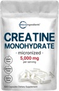 Creatine Monohydrate 5,000mg, 500 Capsules | Pure Creatine Pills – Micronized + Unflavored Powder Source, Easy Absorption | Pre Workout & Muscle Health Support | Keto, Non-GMO