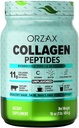 ORZAX Collagen Peptides Powder - 11 g Collagen Type I & III, Biotin & Hyaluronic Acid, 16 oz (Unflavored)