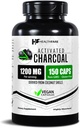 Healthfare Activated Charcoal Pills 1200mg | 150 Vegan Capsules | Organic Coconut-Sourced | Detox & Digestive Balance | Non-GMO, Gluten-Free | Made in USA