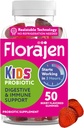 Florajen Kids Probiotic Gummies, Triple-Action Prebiotic, Probiotic, & Postbiotic Supplement for Digestive Health, Immune Support, & Bloating Relief, Organic, Vegan, & Gluten-Free, 50-Count