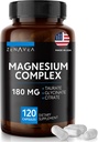 Triple Magnesium Complex Supplement (120 Vegan Capsules) - 180mg of Magnesium Glycinate Taurate and Citrate - Calm Magnesium Complex Supplements