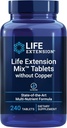 Life Extension Mix™ Tablets Without Copper, high Potency, Advanced Vitamin, Mineral, Fruit & Vegetable Formula, Vitamin B, C, D, E, for Whole-Body Health, Healthy Aging, Gluten-Free, 240 Tablets