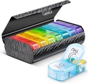 Zannaki Metal XL Weekly Pill Organizer 2 Times a Day, Large Travel Daily Pill Box 7 Day, Portable Week Twice Pill Holder Container, AM PM Pill Case for Medicine Vitamin Medication Supplement, Black