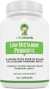 VitaMonk Low Histamine Probiotics Fight Histamine Intolerance and Support Balanced Gut Health - Histamine Free Probiotic for Those Seeking Health Improvements with Histamine Control -60 Capsules
