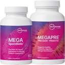 Microbiome Labs MegaSporeBiotic (60 Capsules) + MegaPre (180 Capsules) Probiotic Prebiotic Bundle - Spore-Based Probiotic with Prebiotic Fiber Supplement