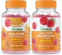 Lifeable Calcium with Vitamin D + Calcium Magnesium, Gummies Bundle - Great Tasting, Vitamin Supplement, Gluten Free, GMO Free, Chewable