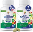 SUNNY SAM Super Food Green Supplements for Adults -120count- Organic Super Greens with Real Fruits, Vegetables, and Herbs for Natural Digestive and Energy Support