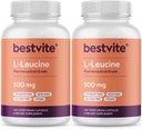 BESTVITE Filler-Free L-Leucine 500mg per Capsule (480 Vegetarian Capsules) (240x2) – No Stearates, No Fillers – Vegan, Non-GMO, Gluten-Free Leucine Supplement – Essential Amino Acid Supplement
