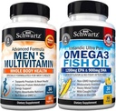 Advanced Daily Men's Multivitamin with Vitamin C A B D3 E and Zinc (1 Month Supply) Plus Triple Strength Omega 3 Fish Oil Softgels (1 Month Supply)