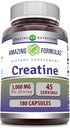 Amazing Formulas Creatine Monohydrate 3000 Mg Per Serving Capsules Supplement | Non-GMO | Gluten Free | Made in USA (Pack of 1 | 180 Count)