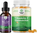Bundle of Potent Liquid Kava Kava Drops Supplement with Kavalactones for Balanced Mood and Chewable Vitamin C Gummies for Adults - Ascorbic Acid Natural Immune Booster and Natural Cold Remedy