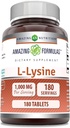 Amazing Formulas L-Lysine Amino Supplement | 1000 Mg Per Serving | 180 Tablets | Non-GMO | Gluten-Free | Made in USA