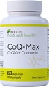 CoQ10 Max High Absorption Supplement with Turmeric Curcumin - 100 mg Capsules - Vegan - Heart Health, Energy, Mitochondria, Antioxidant with Cavacurmin™, HydroQsorb® Coenzyme