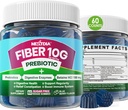 Fiber Gummies for Adults, Sugar Free 10g Prebiotic Fiber Supplement with Digestive Enzymes, Probiotics & 100mg Betaine for Digestive & Gut Health and Regulate Bowel Movement, Vegan, Gelatin Free, 60ct