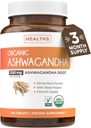 USDA Organic Ashwagandha Supplement - High Potency Ashwagandha Pills Made With Organic Black Pepper for Enhanced Absorption - Vegan Non-GMO Made in the USA & Lab Verified (3 Months Supply)