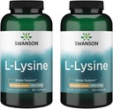 Swanson Free Form L-Lysine - Natural Supplement Promoting Stress Support & Nervous System Health - May Promote Calm Mood & Relaxation - (300 Capsules, 500mg Each) 2 Pack