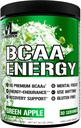 EVL BCAAs Amino Acids Powder - Rehydrating BCAA Powder Post Workout Recovery Drink with Natural Caffeine - BCAA Energy Pre Workout Powder for Muscle Recovery Lean Growth and Endurance - Green Apple