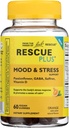 RESCUE Bach Plus Mood & Stress Support Gummies, Daytime Dietary Supplement with Passionflower, GABA, Saffron & Vitamin D, Natural Orange Flavor, Vegan & Gluten-Free, 60 Count