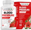 Blood Pressure Support & Heart Health Cardiovascular Supplement W/Hawthorn, Hibiscus. Nitric Oxide Support for Normal Blood Pressure Support W/Vitamin B12 & Folic Acid. Garlic Supplements. 90 CT