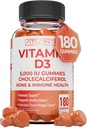 Atlantis Nutrition Vitamin D3 5000 IU Per Gummy - 180 Gummies Per Bottle - Formulated to Maintain Strong Bones & Teeth, Immune System Supporter, Enhance Mood - Peach Mango Flavor D3 Gummies for Adults