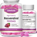 Sugar Free Resveratrol Gummies - High Purity Resveratrol Supplement for Antioxidant, Healthy Aging, Skin, Brain, Organic - 120 Gummies