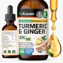 BIO KRAUTER® Turmeric and Ginger Supplement - Pure Vegan Liquid Turmeric & Ginger Tincture with Pepper 2 Fl.Oz 28 Days of Supply - Curcumin Drops for Joint Support, Antioxidant & Immune Support