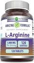 Amazing Formulas L-Arginine Supplement | 1000 Mg Per Serving | Tablets | Amino Acid Supplement for Women & Men | Non-GMO | Gluten Free | Made in USA (1 Pack | 120 Count)