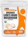 BulkSupplements.com Organic Lions Mane Mushroom Powder - Lions Mane Powder, Mushroom Supplement - Vegan & Gluten Free, 1g per Serving, 1kg (2.2 lbs) (Pack of 1)