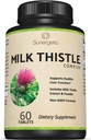 Sunergetic Premium Milk Thistle Complex - Supports Healthy Liver Function - Detox & Cleanse - Powerful Milk Thistle Extract & Seed Powder - Standardized Silymarin Content - 60 Milk Thistle Tablets