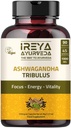 Ashwagandha Capsules Organic 1000mg (90 Capsules) Made with Tribulus Terrestris, Shatavari and Black Pepper Organic Ingredients | 45 Days Supply