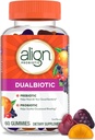 Align Dualbiotic, Prebiotics and Probiotics for Women and Men, Probiotics for Digestive Health, Prebiotics Help Nourish Good Bacteria, Natural Fruit Flavors, 60 Probiotic Gummies