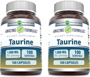 Amazing Formulas Taurine Amino Acid Supplement | 1000 Mg Per Serving | 100 Capsules | Non-GMO | Gluten-Free | Made in USA | Pack of 2