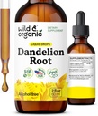 Wild & Organic Dandelion Root Supplement Drops - Liver Cleanse Support - Dandelion Root Tincture for Liver Detox - Vegan, Sugar & Alcohol-Free Liquid Extract - 2 fl oz