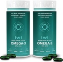 Iwi Omega-3, 60 Softgels (60 Servings), Vegan Plant-Based Algae Omega 3 with EPA + DHA, Whole-Body Support Dietary Supplement, Krill & Fish Oil Alternative, No Fishy Aftertaste