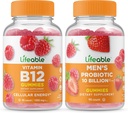 Lifeable Vitamin B12 + Men's Probiotic 10 Billion, Gummies Bundle - Great Tasting, Vitamin Supplement, Gluten Free, GMO Free, Chewable