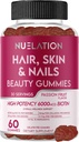 Hair Skin and Nails Gummies with Biotin (6000mcg), Collagen & PABA - Hair, Skin, and Nails Vitamins for Women and Men - Supports Hair Growth, Stronger Nails, Healthy Skin - 30 Servings