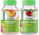 Lifeable Turmeric Curcumin + Aloe Vera, Gummies Bundle - Great Tasting, Vitamin Supplement, Gluten Free, GMO Free, Chewable Gummy