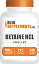 BulkSupplements.com Betaine HCl Capsules - Betaine Hydrochloride Supplement for Digestive Support, Betaine HCl 750mg - Gluten Free, 1 Capsule per Serving, 240 Capsules (Pack of 1)