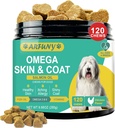 Omega 3 for Dogs - Dog Skin and Coat Supplement with EPA & DHA Fatty Acids- Fish Oil Chews with Salmon Oil & Vitamins - Itchy, Dry & Shedding Skin Relief- Chicken Flavor, 120 Chews