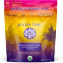 purple tree Organic Energy Stick Packets – Zero Sugar, 80mg Natural Caffeine from Yerba Mate & Guarana, with B12 Vitamins for Smooth, Crash-Free Energy – Lemon Iced Tea Flavor, 12 to-Go Packs